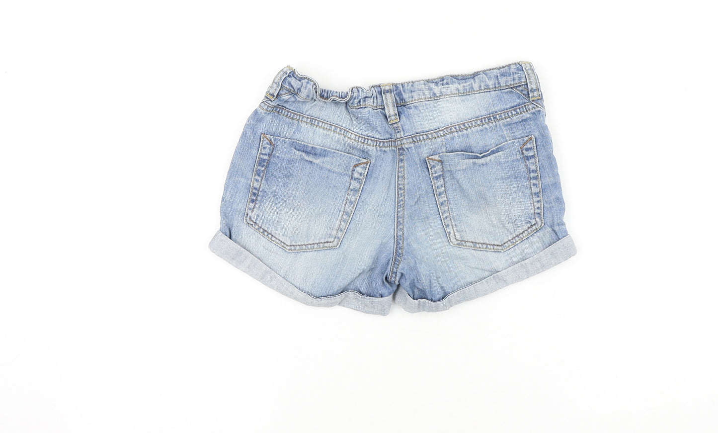 NEXT Girls Blue 100% Cotton Hot Pants Shorts Size 9 Years Regular Zip