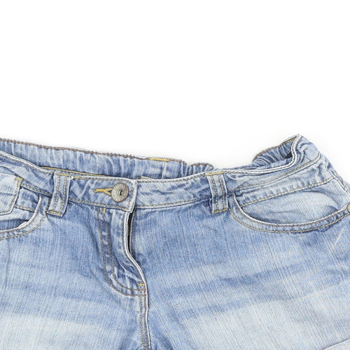 NEXT Girls Blue 100% Cotton Hot Pants Shorts Size 9 Years Regular Zip