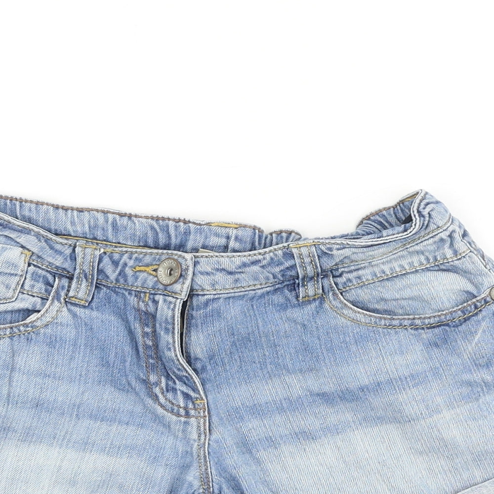 NEXT Girls Blue 100% Cotton Hot Pants Shorts Size 9 Years Regular Zip
