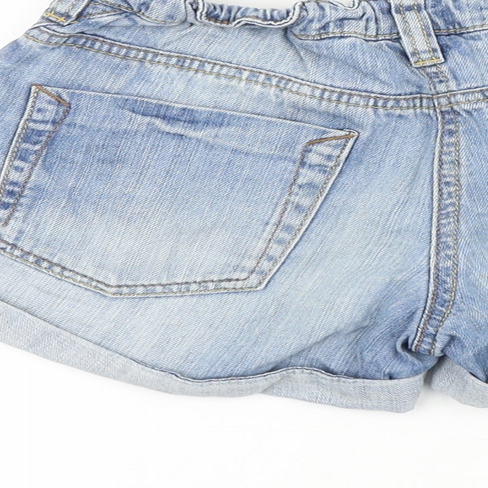 NEXT Girls Blue 100% Cotton Hot Pants Shorts Size 9 Years Regular Zip
