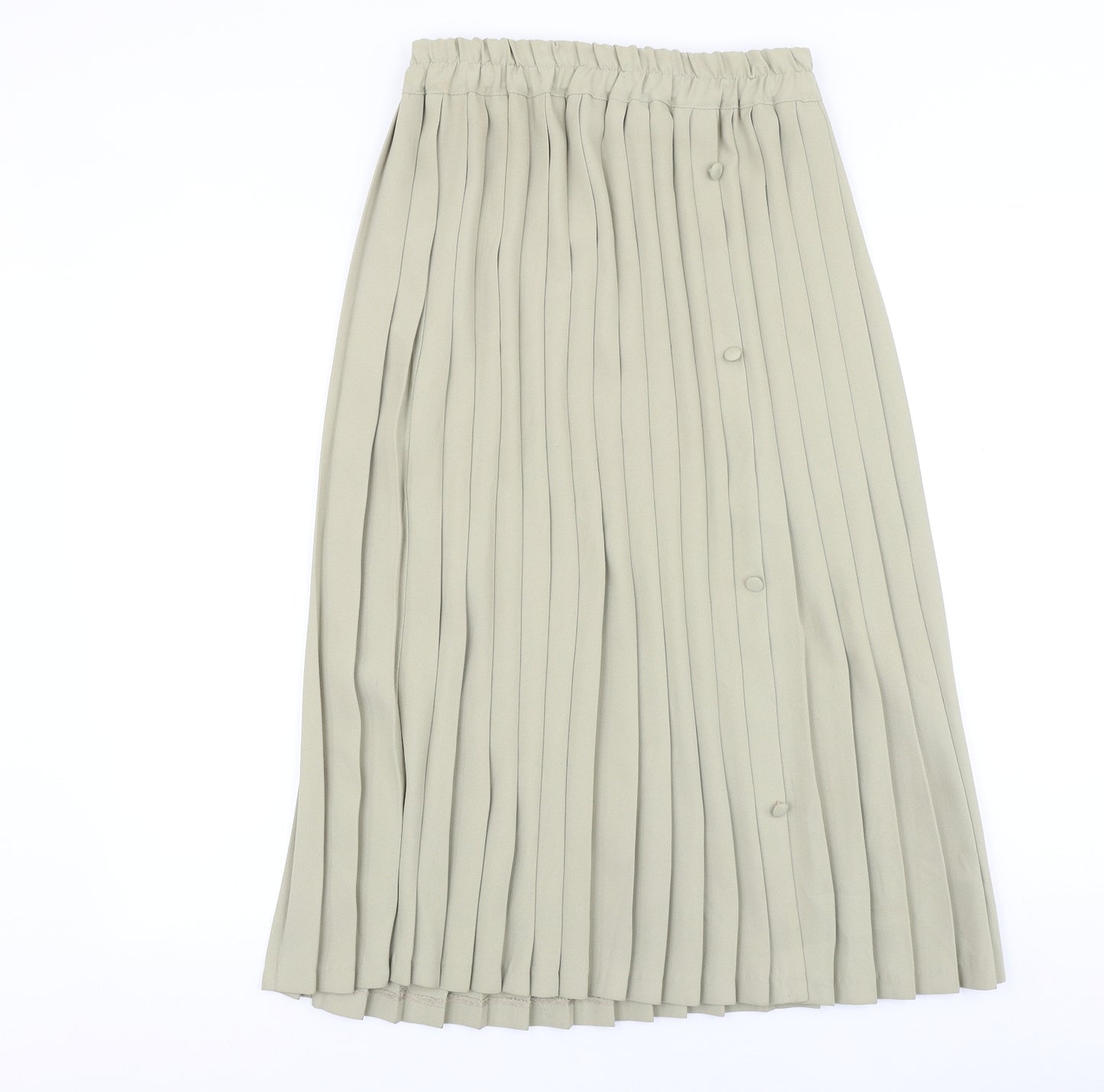 Preworn Womens Green Polyester Pleated Skirt Size 14