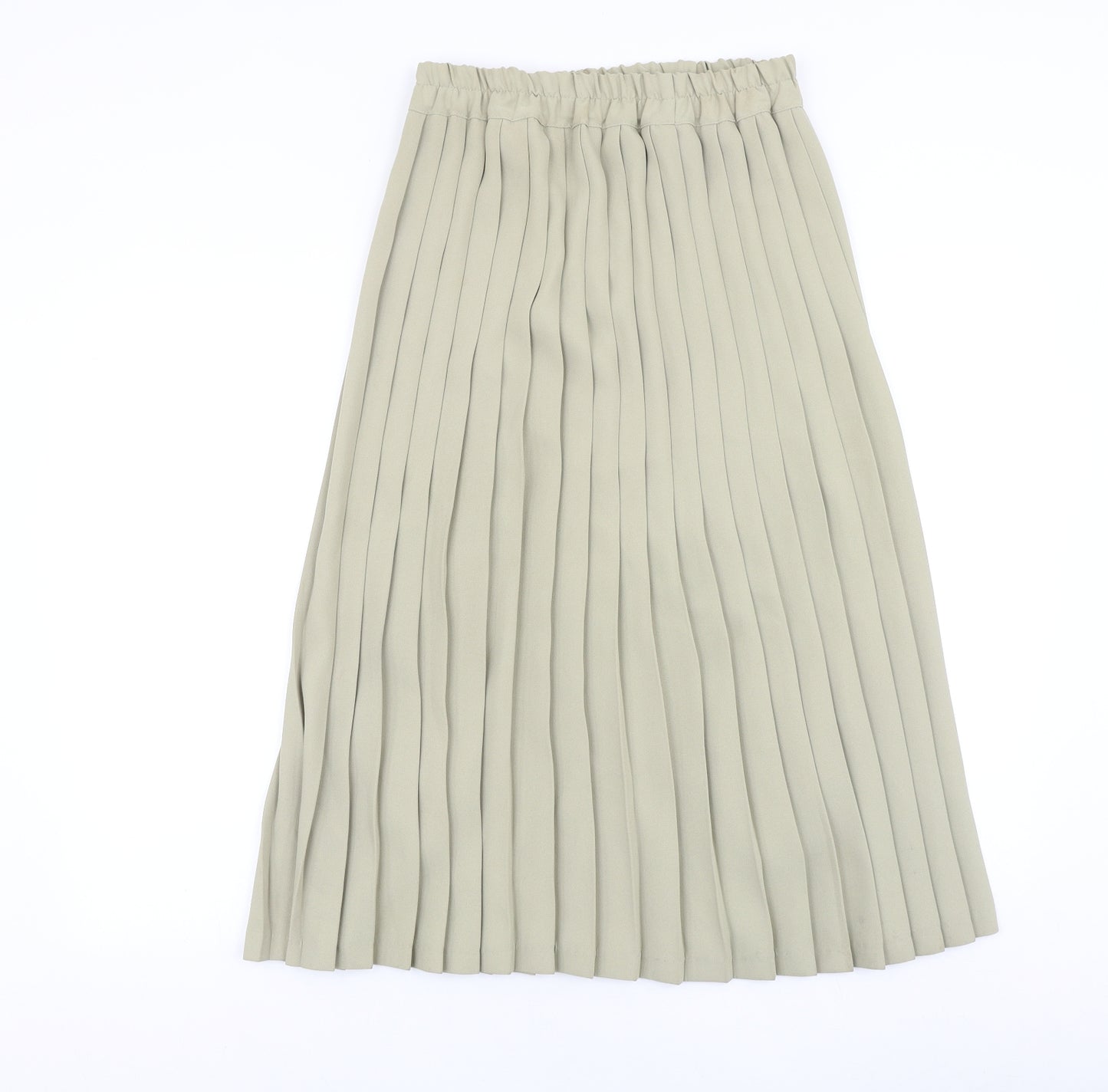 Preworn Womens Green Polyester Pleated Skirt Size 14