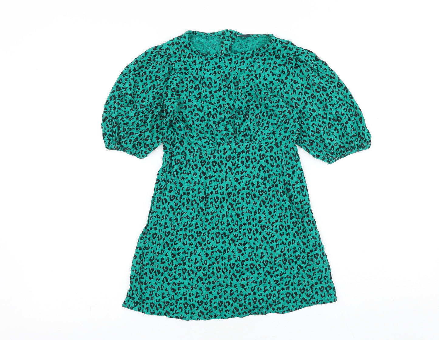 NEXT Girls Gold Animal Print Polyester A-Line Size 7 Years Round Neck Button