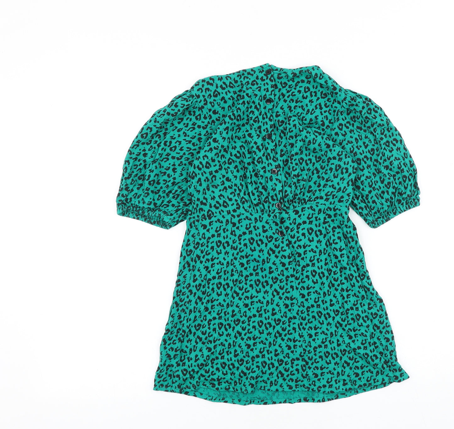 NEXT Girls Gold Animal Print Polyester A-Line Size 7 Years Round Neck Button