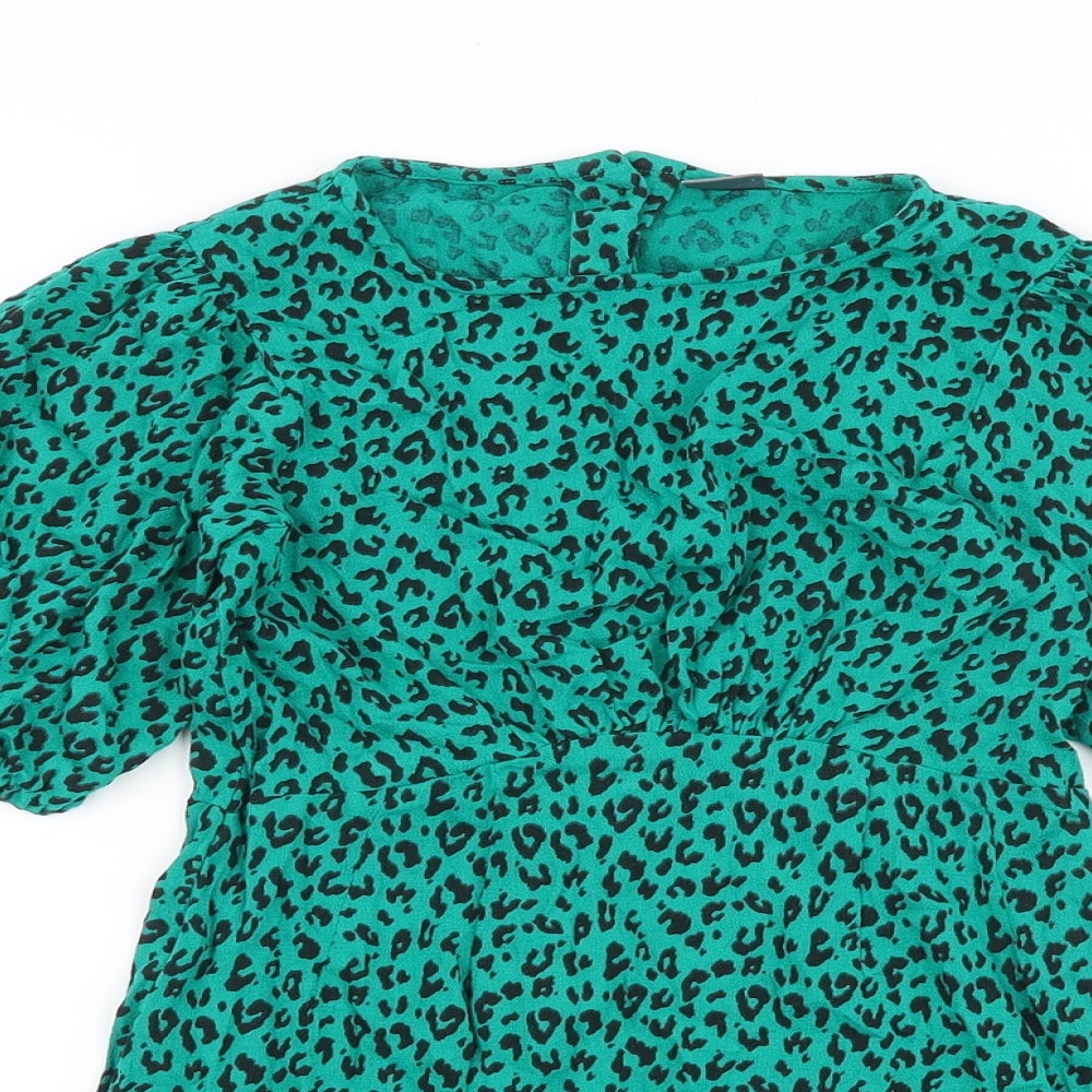 NEXT Girls Gold Animal Print Polyester A-Line Size 7 Years Round Neck Button