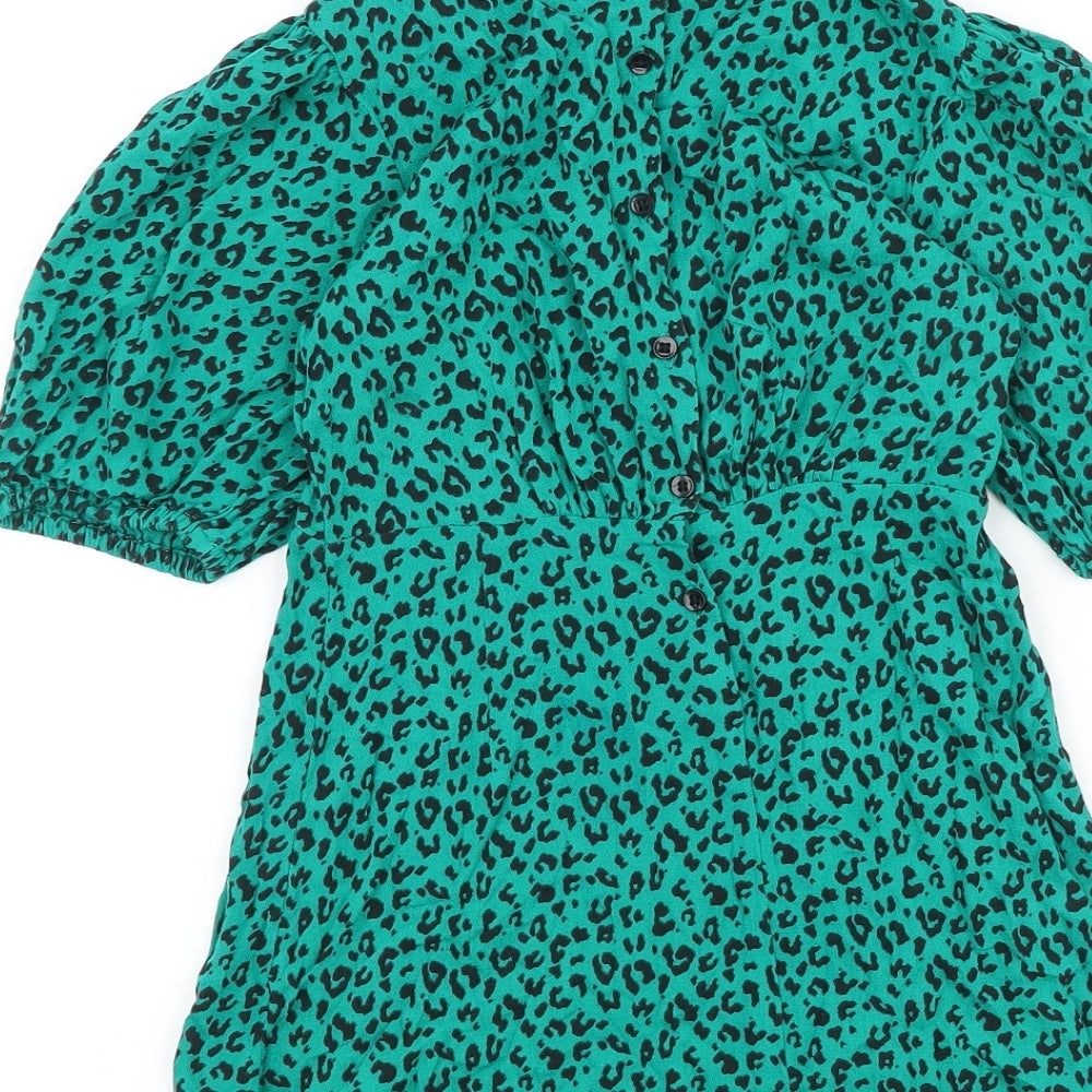 NEXT Girls Gold Animal Print Polyester A-Line Size 7 Years Round Neck Button