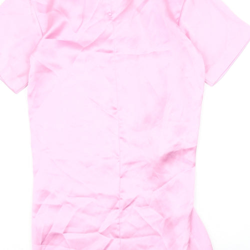 Zara Womens Pink Polyester T-Shirt Dress Size XS Round Neck Zip - Knot Front