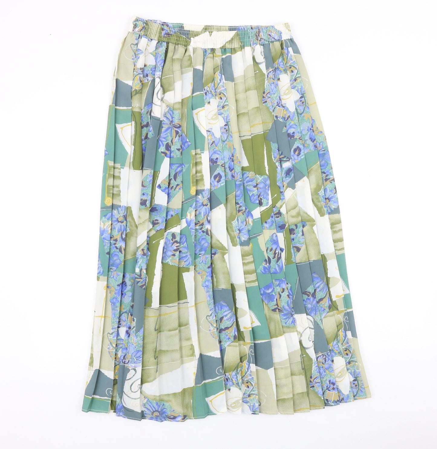 Preworn Womens Multicoloured Floral Polyester Pleated Skirt Size 28 in