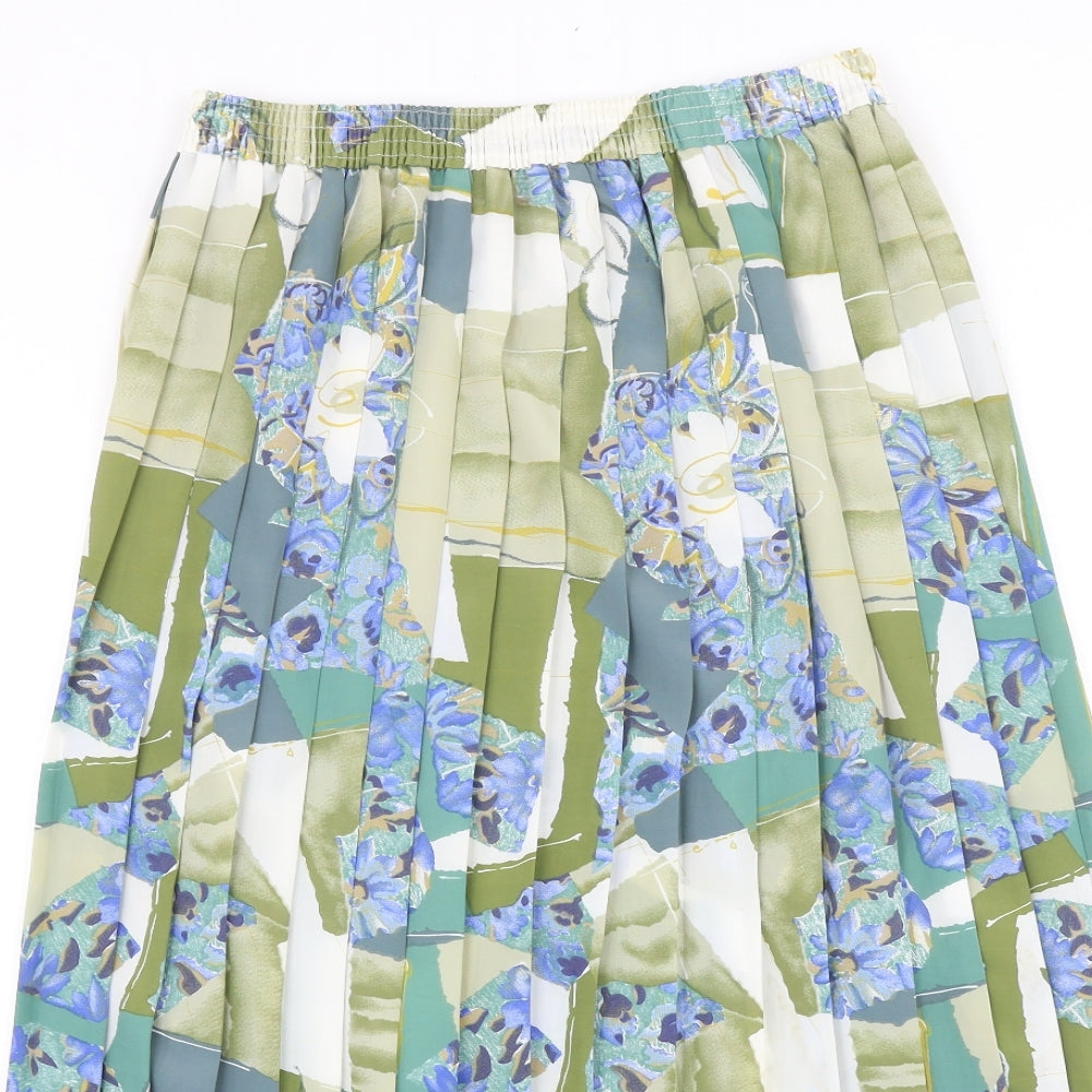 Preworn Womens Multicoloured Floral Polyester Pleated Skirt Size 28 in