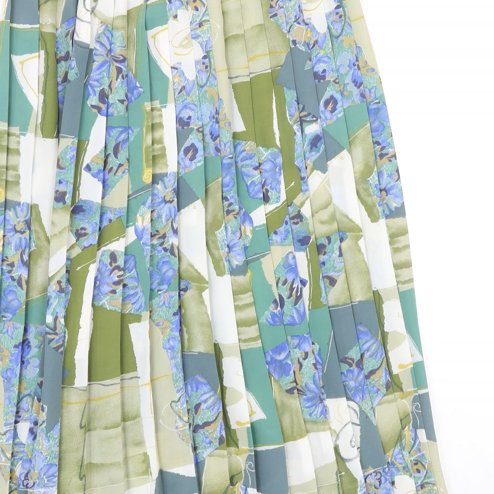Preworn Womens Multicoloured Floral Polyester Pleated Skirt Size 28 in