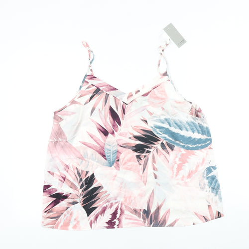 JEFF&CO Womens Pink Geometric Polyester Basic Tank Size 14 V-Neck