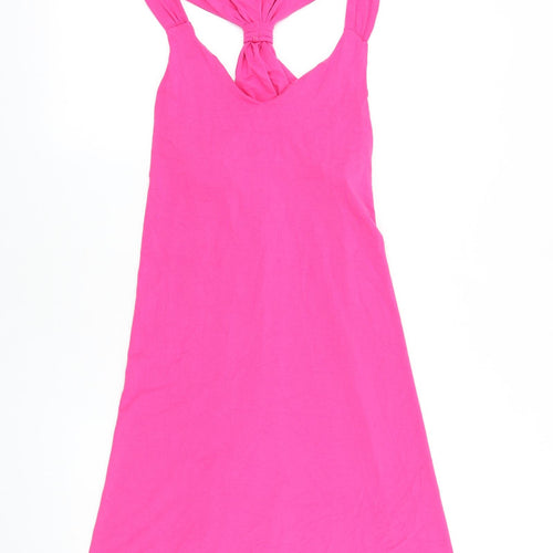 Artisan Womens Pink 100% Cotton A-Line Size L V-Neck Pullover