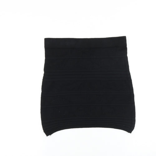 Primark Womens Black Striped Cotton Bandage Skirt Size 6