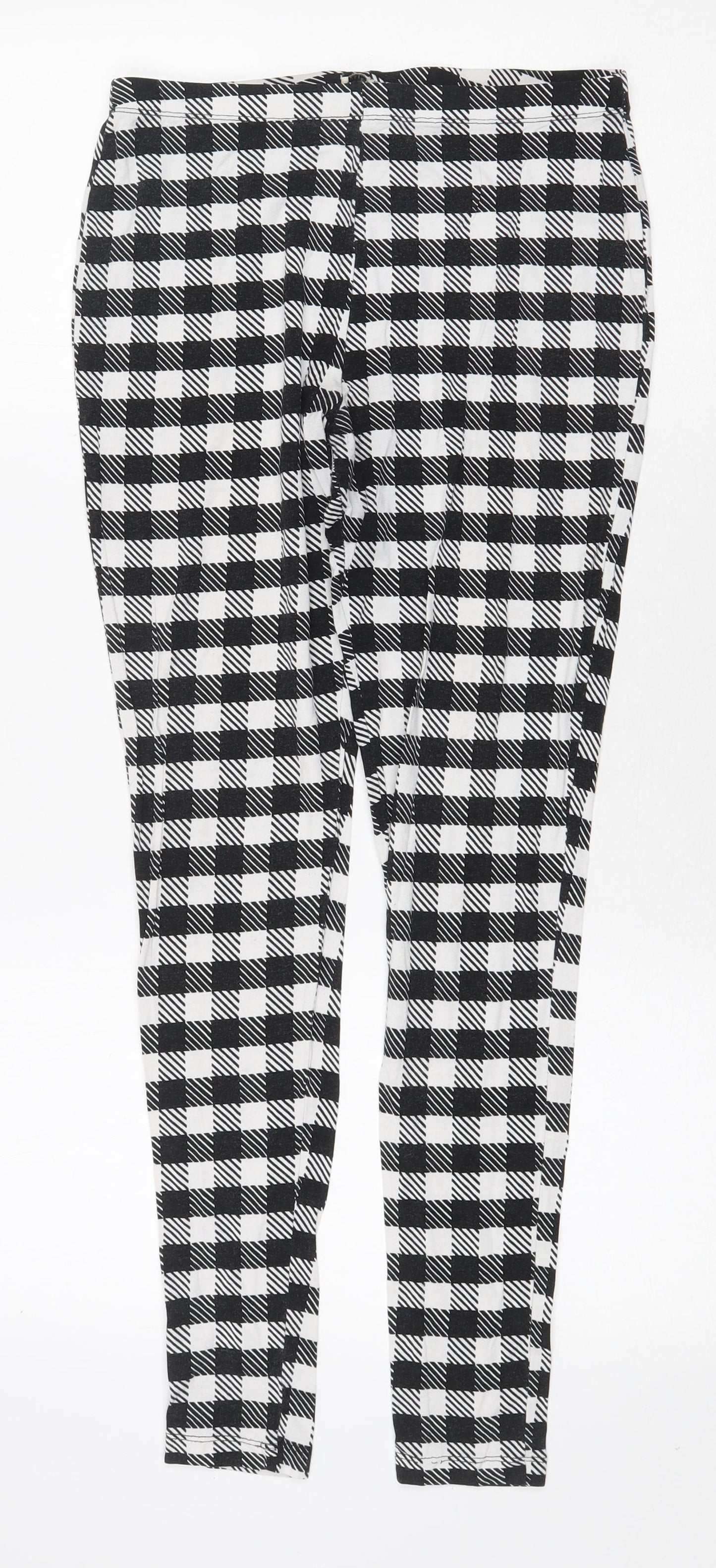 Papaya Womens Black Plaid Viscose Jogger Leggings Size 12