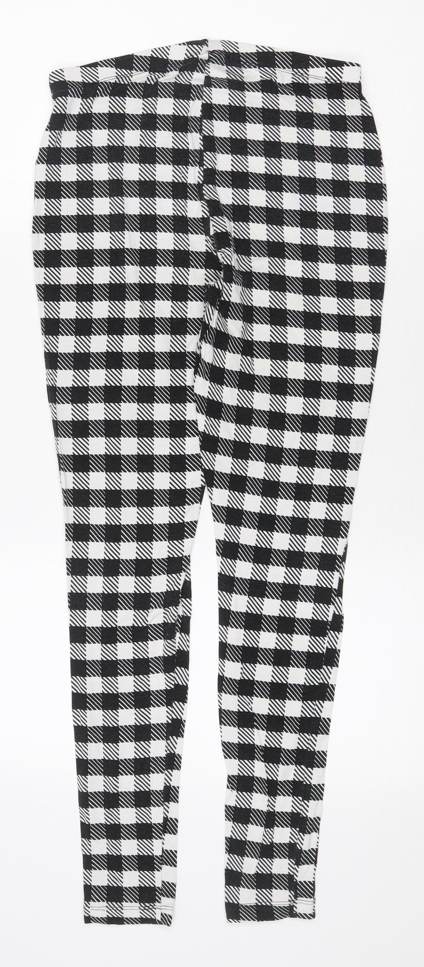 Papaya Womens Black Plaid Viscose Jogger Leggings Size 12