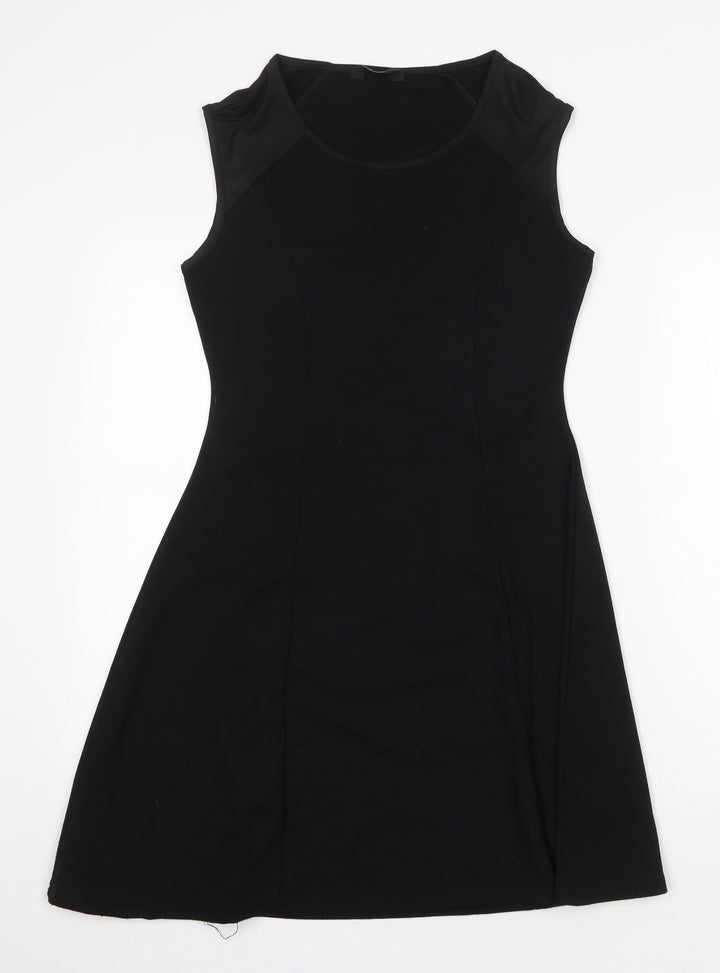 F&F Womens Black Polyester Trapeze & Swing Size 10 Round Neck Pullover