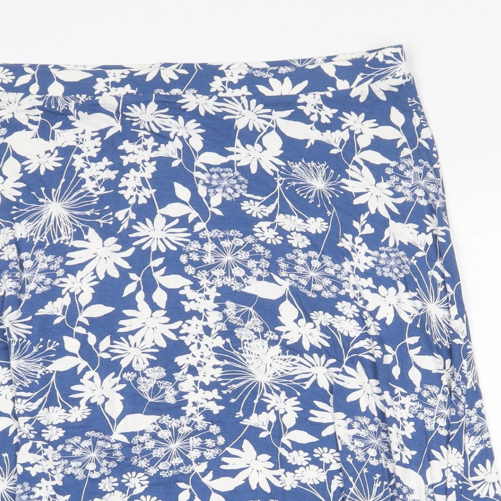 Bonmarché Womens Blue Floral Viscose Swing Skirt Size 22