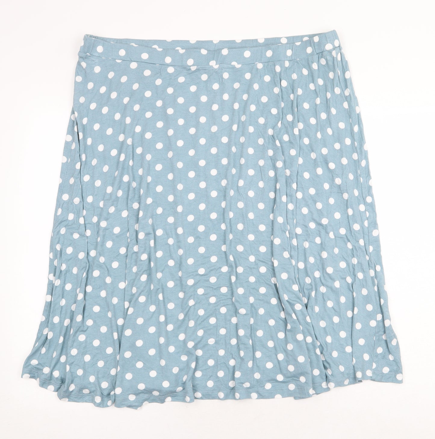 Bonmarché Womens Blue Polka Dot Viscose Swing Skirt Size 22