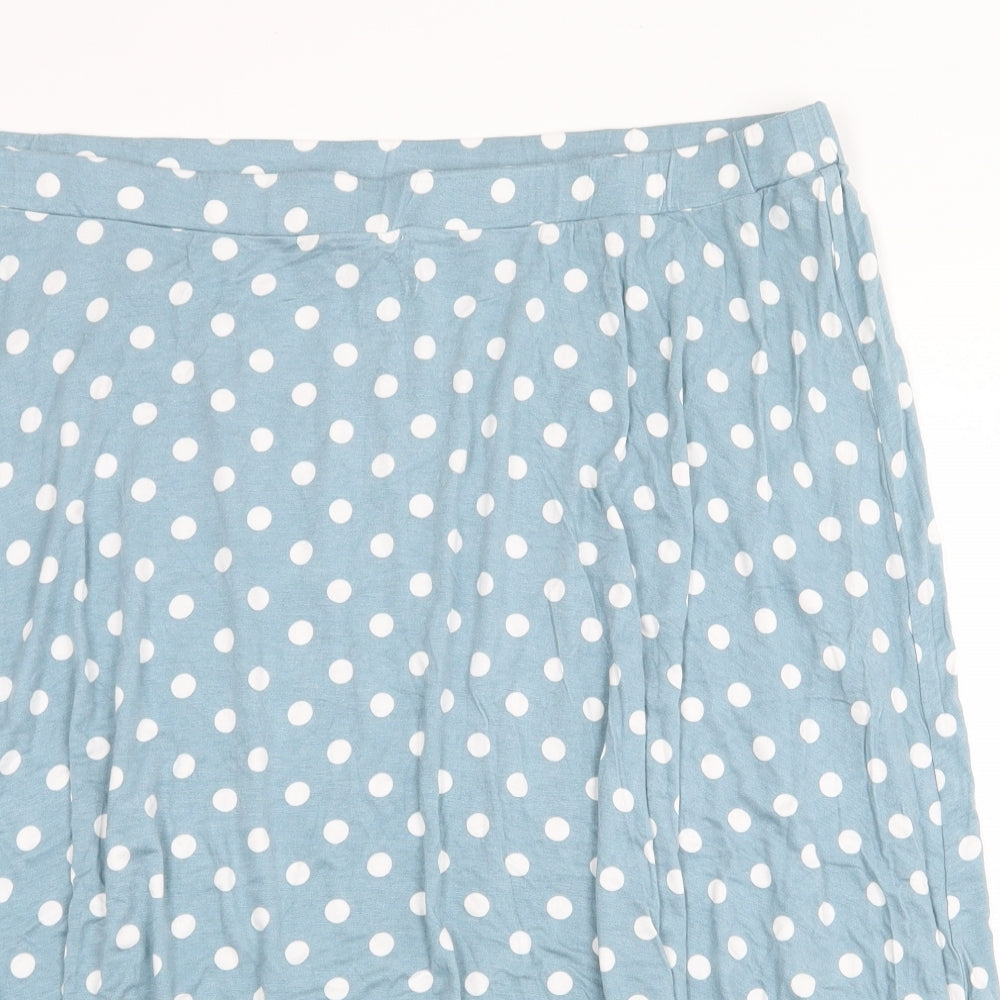 Bonmarché Womens Blue Polka Dot Viscose Swing Skirt Size 22