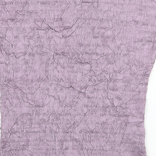JFW Womens Purple Geometric Polyester Basic Blouse Size M Round Neck