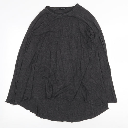 Zara Womens Grey Cotton Trapeze & Swing Size S Round Neck Pullover