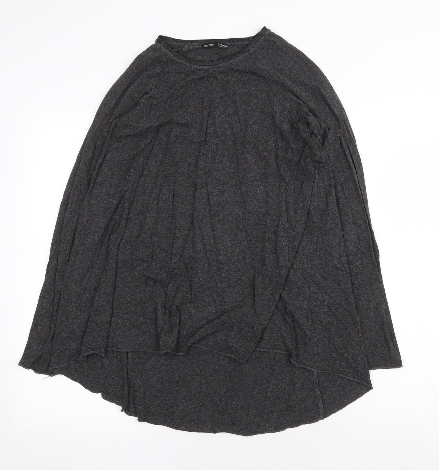 Zara Womens Grey Cotton Trapeze & Swing Size S Round Neck Pullover