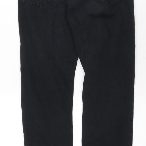 Marks and Spencer Mens Black Cotton Straight Jeans Size 30 in Regular Zip