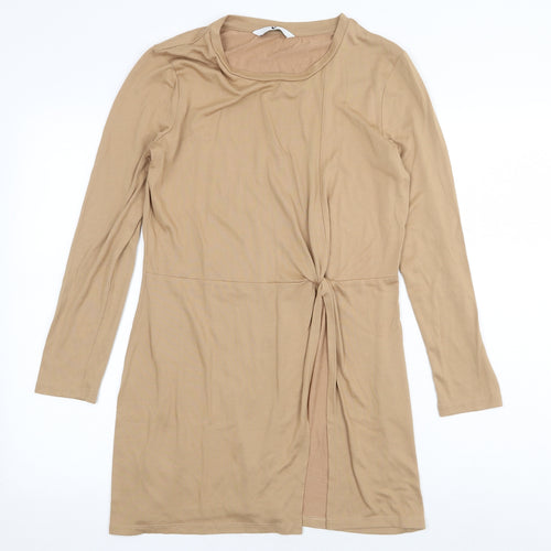Very Womens Beige Modal Mini Size 10 Round Neck Pullover