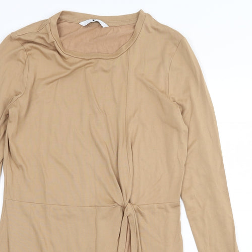 Very Womens Beige Modal Mini Size 10 Round Neck Pullover
