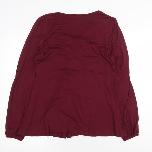 Body Flirt Womens Red Cotton Basic Blouse Size M V-Neck - Ruched