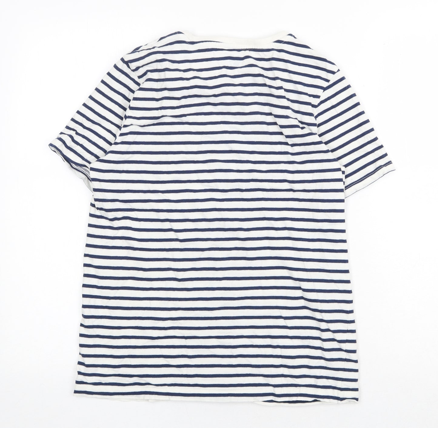 Very Girls White Striped 100% Cotton Basic T-Shirt Size 13 Years Round Neck Pullover