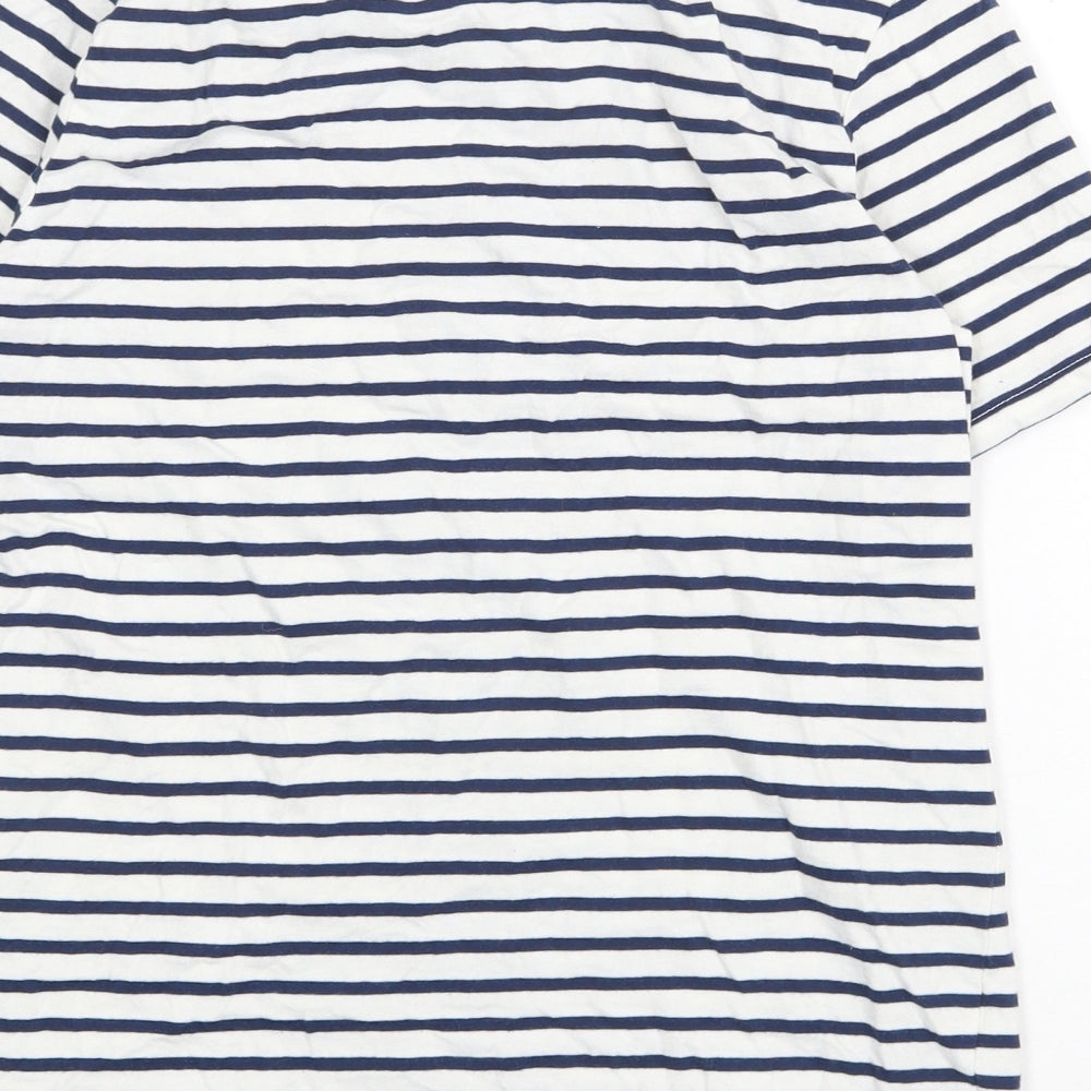 Very Girls White Striped 100% Cotton Basic T-Shirt Size 13 Years Round Neck Pullover