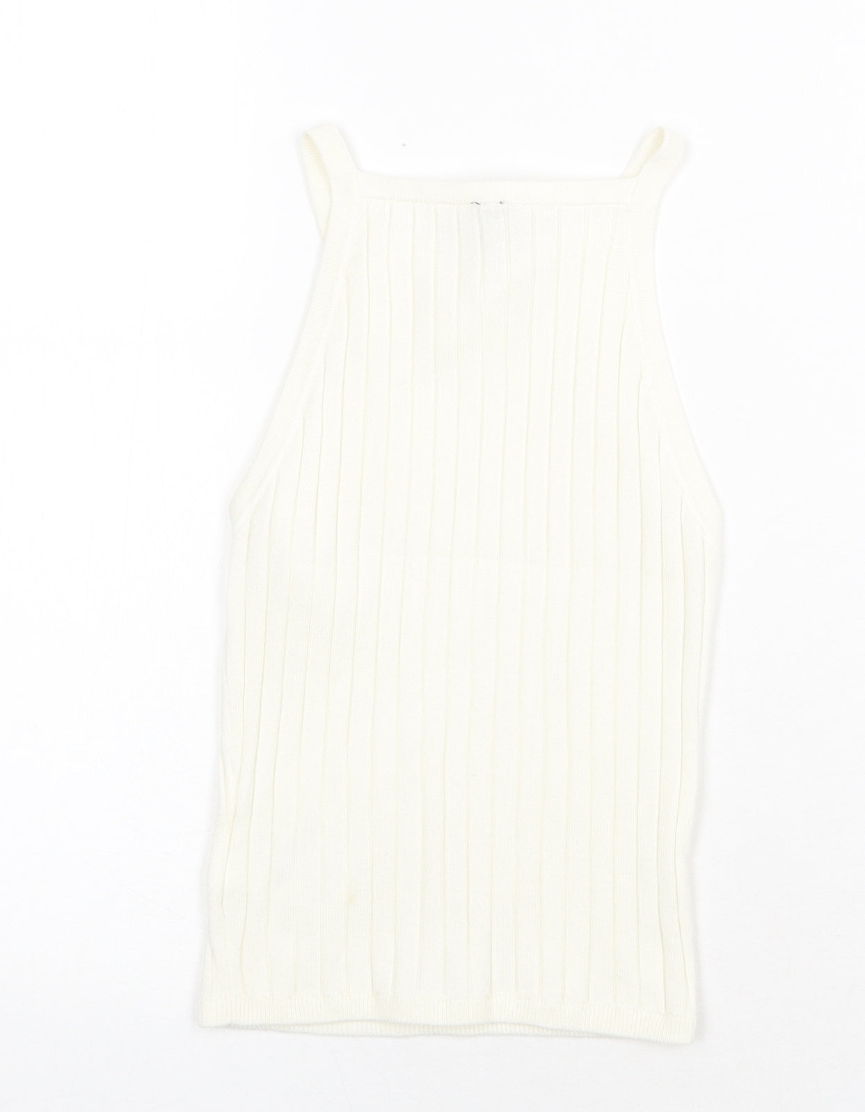 H&M Womens White Acrylic Basic Tank Size 2XS Square Neck - Ribbed