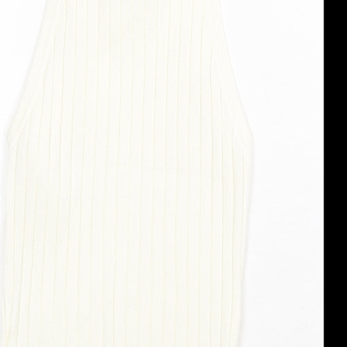 H&M Womens White Acrylic Basic Tank Size 2XS Square Neck - Ribbed