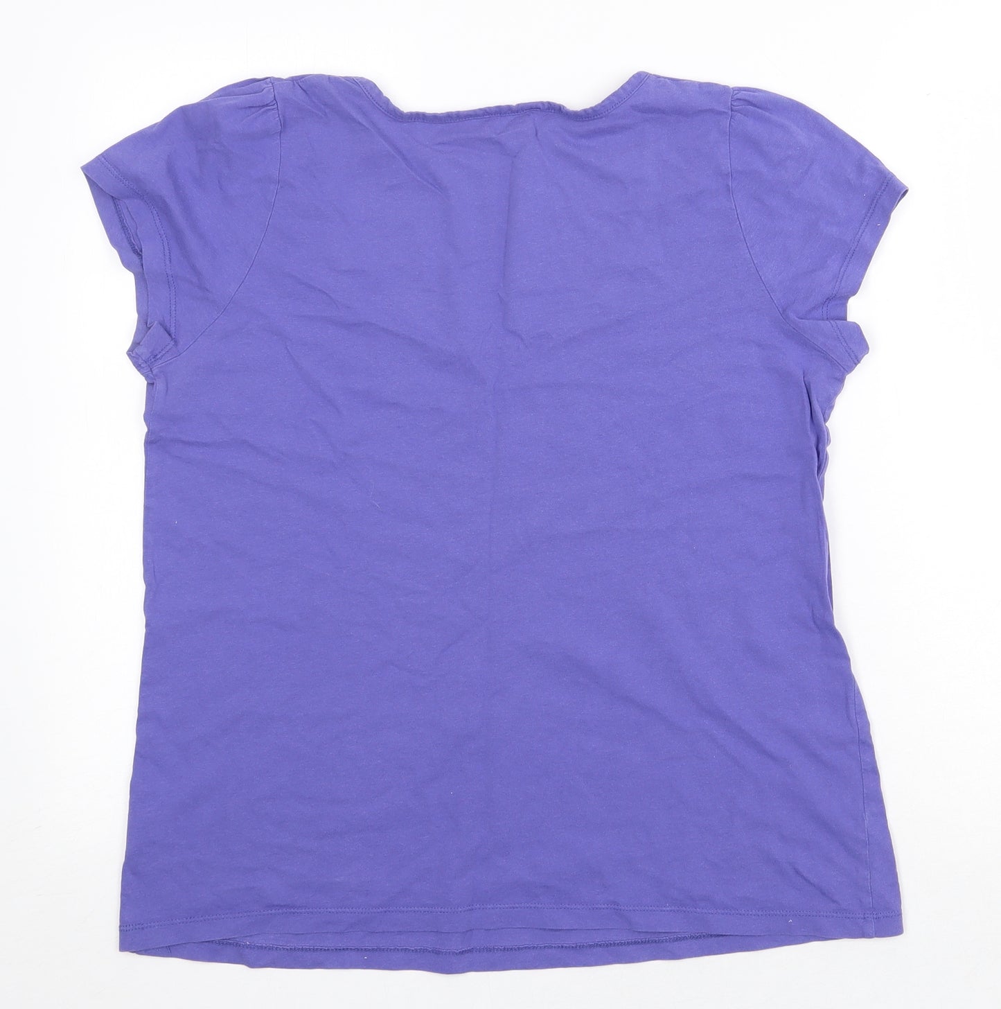 Cherokee Womens Purple Floral 100% Cotton Basic T-Shirt Size 18 Scoop Neck