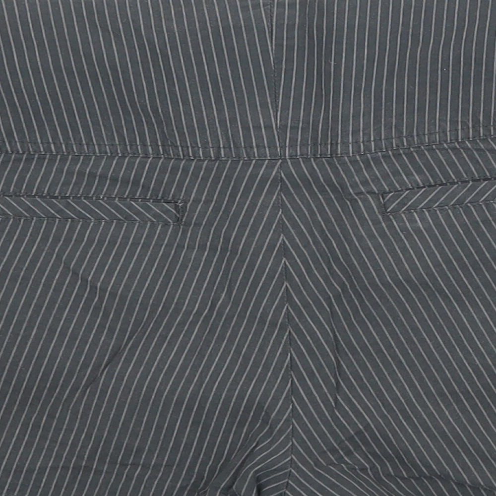 Flying Tomato Womens Grey Striped Cotton Chino Shorts Size L Regular Zip