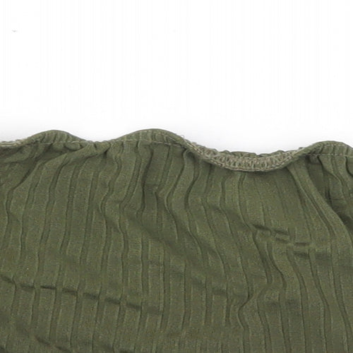 PRETTYLITTLETHING Womens Green Polyester Cropped Tank Size 16 Off the Shoulder