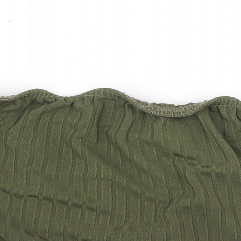 PRETTYLITTLETHING Womens Green Polyester Cropped Tank Size 16 Off the Shoulder