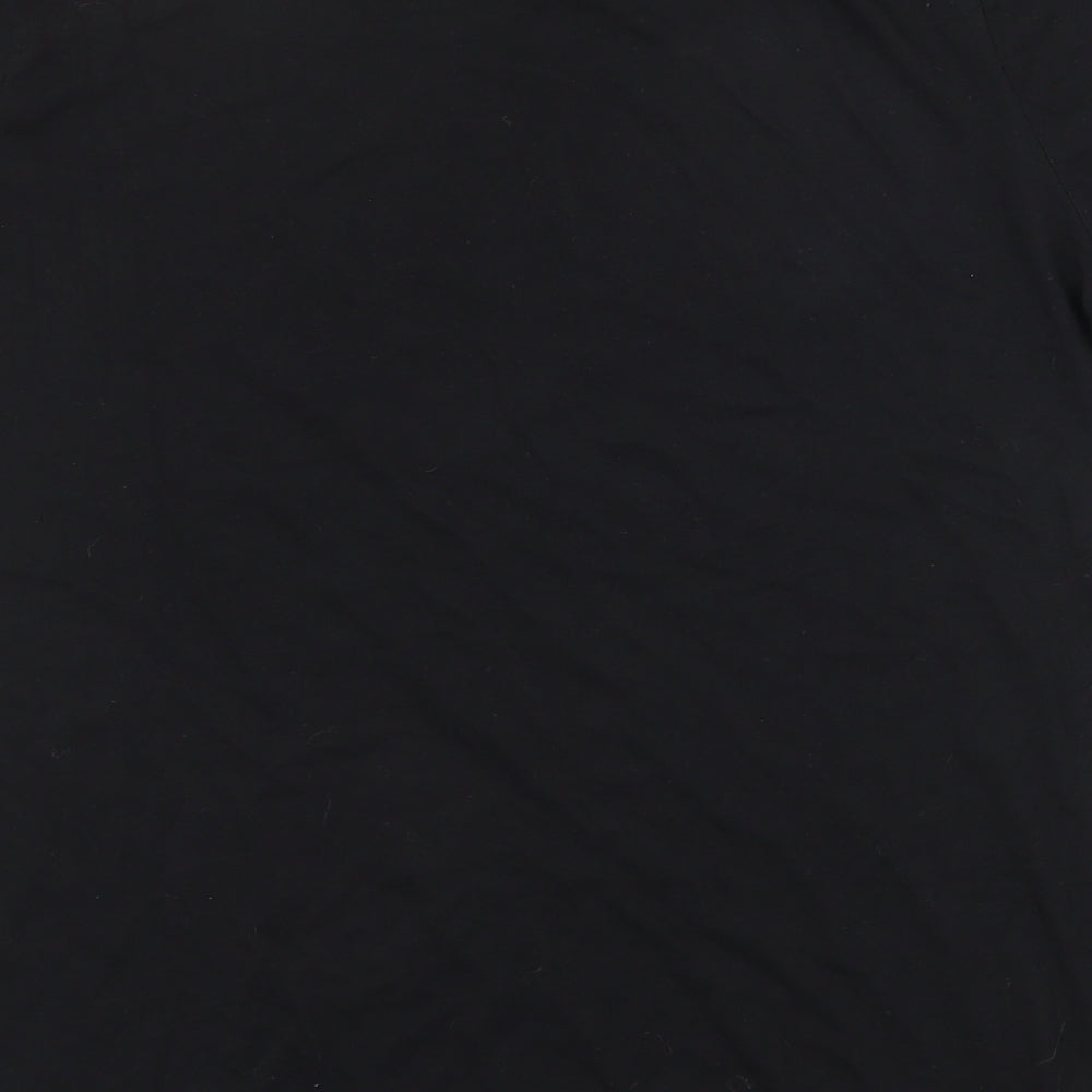 New Look Womens Black 100% Cotton Basic T-Shirt Size 14 Round Neck - Lips