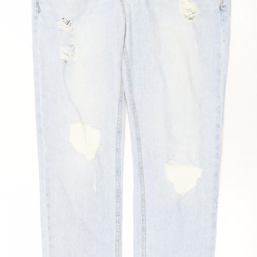 Denim Womens Blue Cotton Straight Jeans Size 34 in Regular Zip