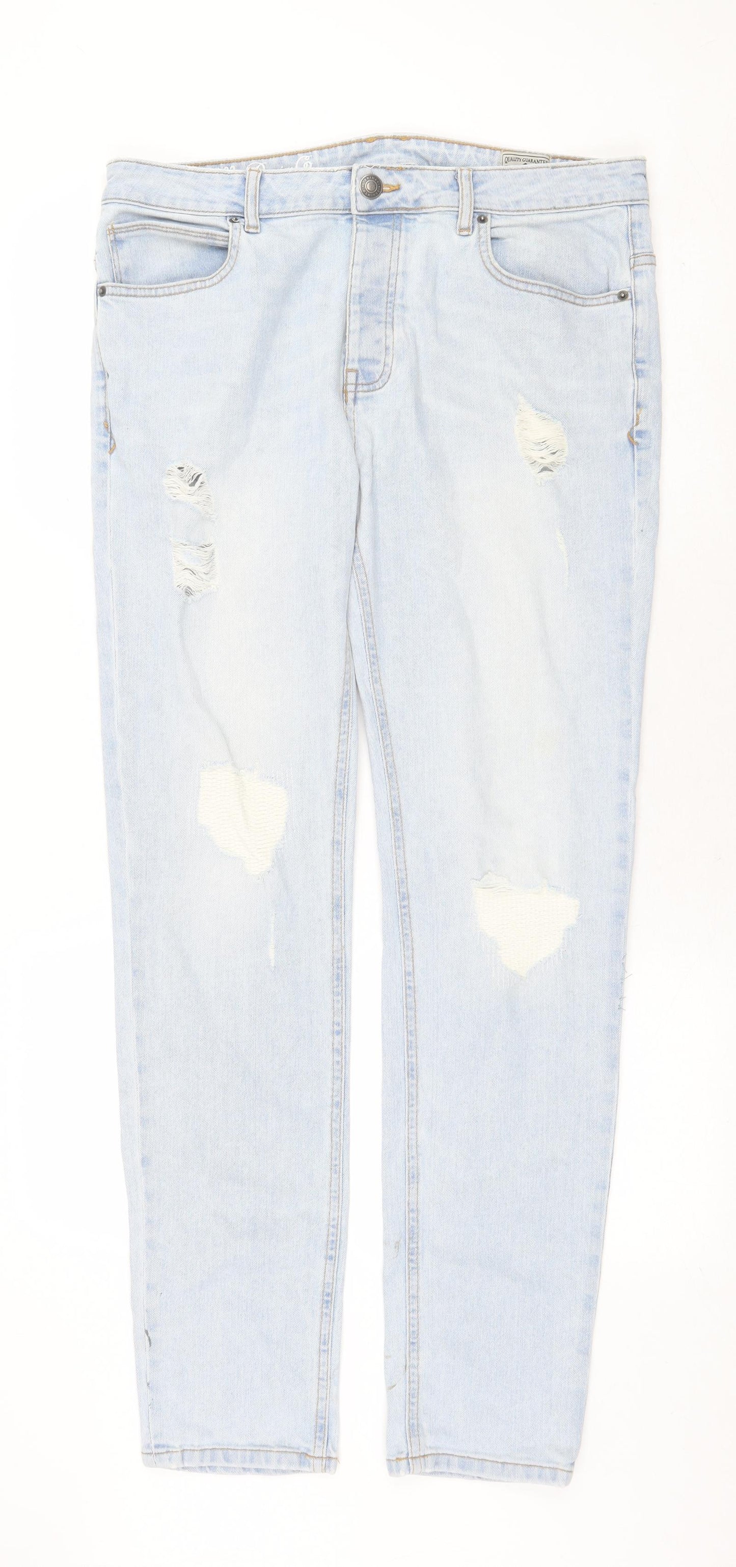 Denim Womens Blue Cotton Straight Jeans Size 34 in Regular Zip