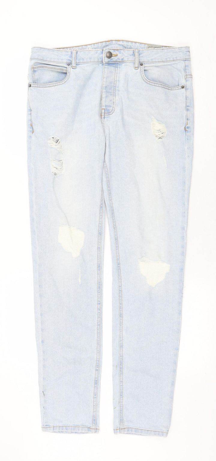 Denim Womens Blue Cotton Straight Jeans Size 34 in Regular Zip