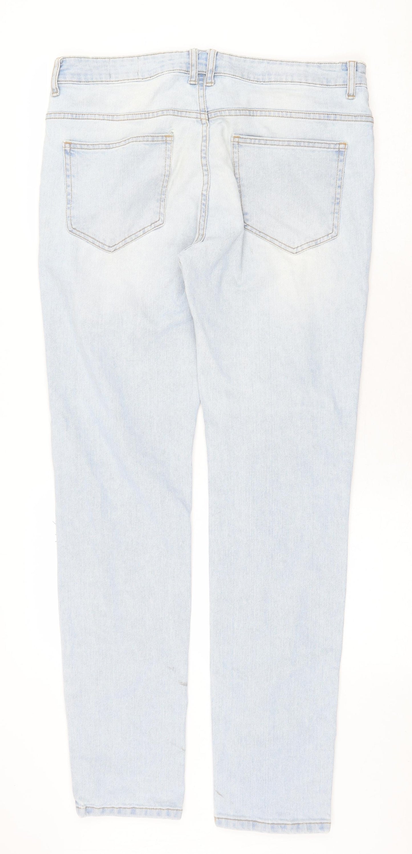Denim Womens Blue Cotton Straight Jeans Size 34 in Regular Zip