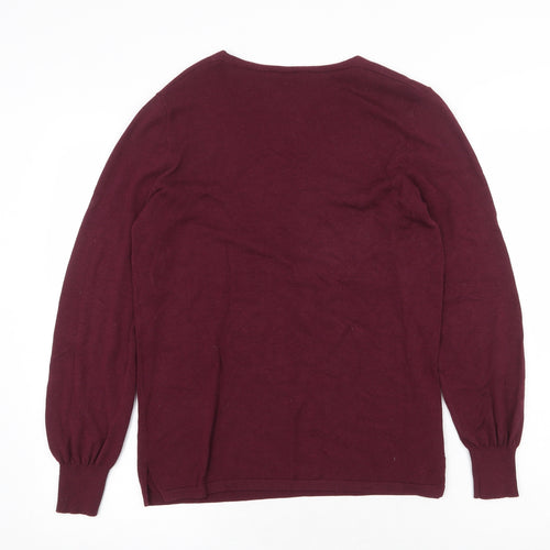 Street One Womens Red V-Neck Viscose Pullover Jumper Size 8
