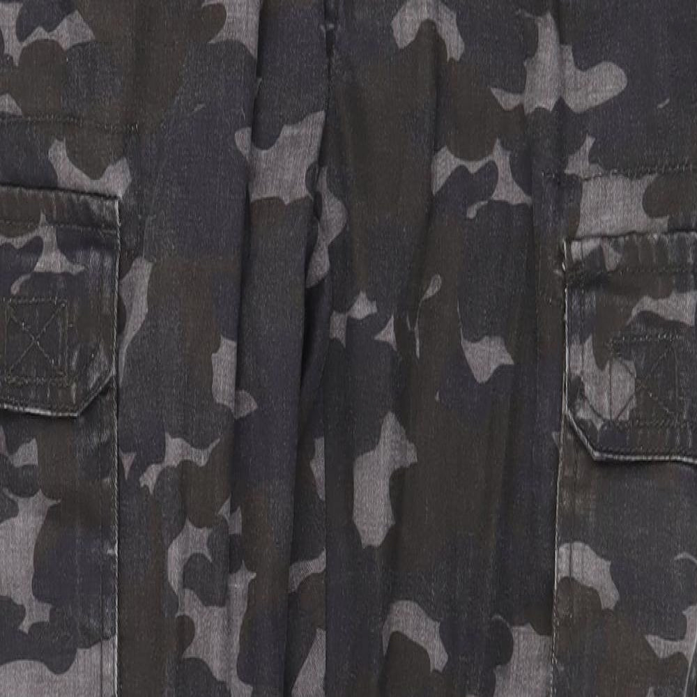 Preworn Mens Green Camouflage Polyester Cargo Trousers Size 32 in Regular Drawstring