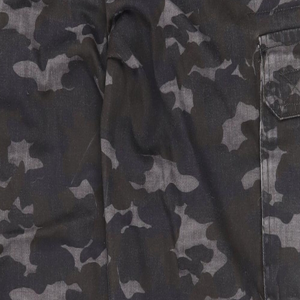 Preworn Mens Green Camouflage Polyester Cargo Trousers Size 32 in Regular Drawstring