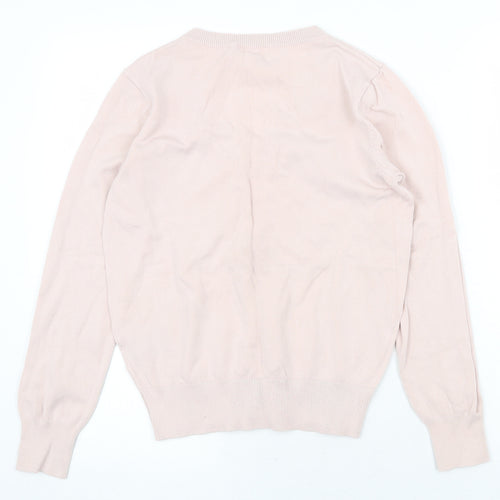 H&M Womens Pink V-Neck Viscose Pullover Jumper Size XS