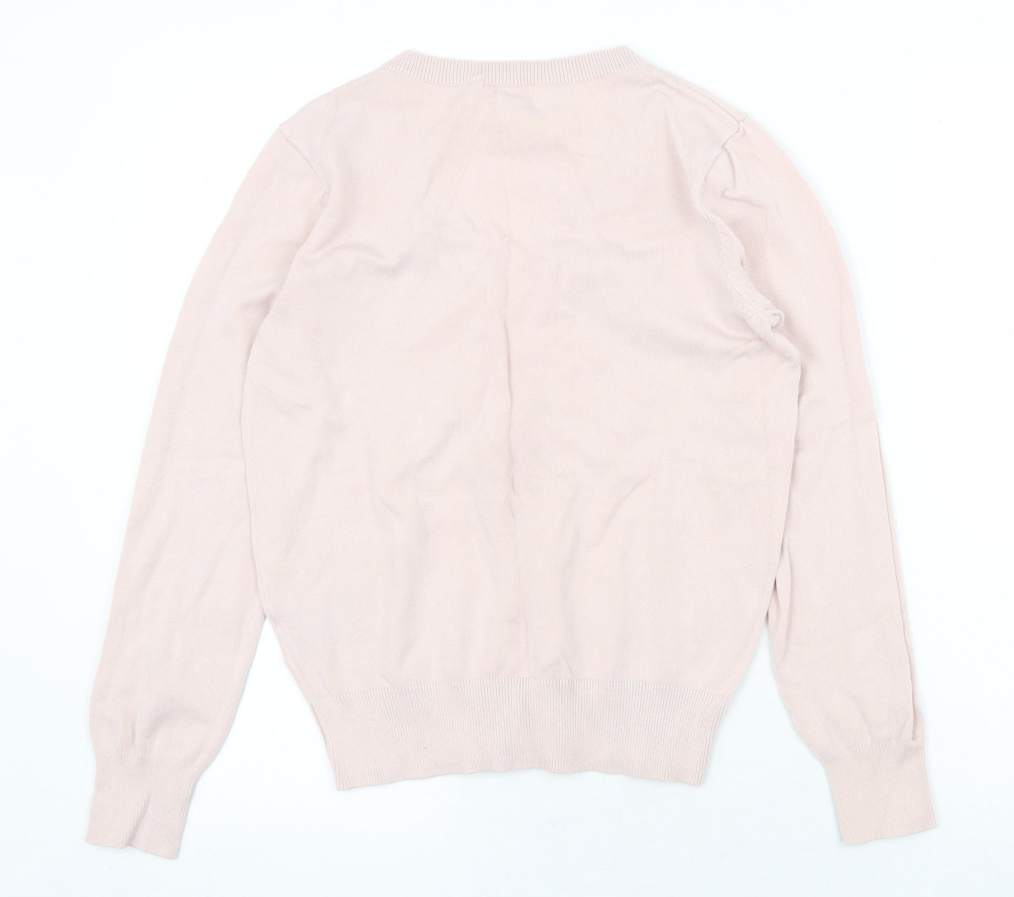 H&M Womens Pink V-Neck Viscose Pullover Jumper Size XS