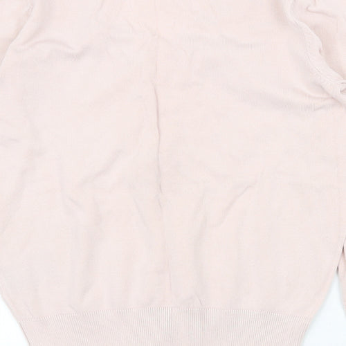 H&M Womens Pink V-Neck Viscose Pullover Jumper Size XS