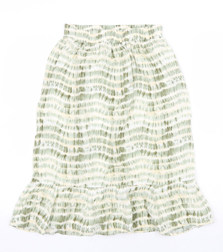 Soyaconcept Womens Green Geometric Polyester Trumpet Skirt Size XS